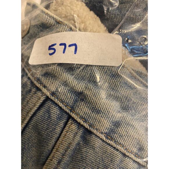 Zara Womens Blue Denim Lined Sherpa Jean Jacket Small Cropped Country Western - Picture 16 of 16